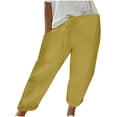thumbnail image 2 of RXIRUCGD Fashion Womens Casual Solid Color Elastic Loose Pants With Pocket, Yellow, Size: L, 2 of 6