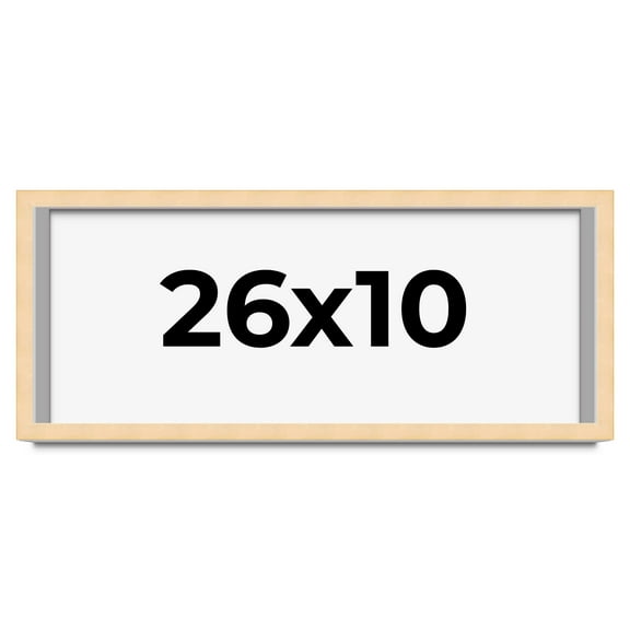 26x10 Frame Beige Real Wood Picture Frame Width 0.75 inches | Interior Frame Depth 0.5 inches |