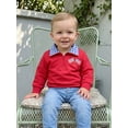 thumbnail image 5 of BemeyourBBs Toddler Baby Boy Patriotic Sweatshirt Shirts Infant Baby Boys 4th of July Outfit USA Flag in Tractor Embroidery Long Sleeve Lapel Half Zipper Pullover Sweater Shirt Tops, 5 of 9