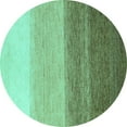 thumbnail image 1 of Ahgly Company Machine Washable Indoor Round Abstract Turquoise Blue Modern Area Rugs, 8' Round, 1 of 4