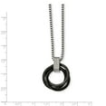 thumbnail image 2 of Acier Inoxydable Fantaisie Homard Fermeture Poli Multi Cercle Noir Céramique CZ Zircone Simulée Diamant Collier 2, 2 of 3