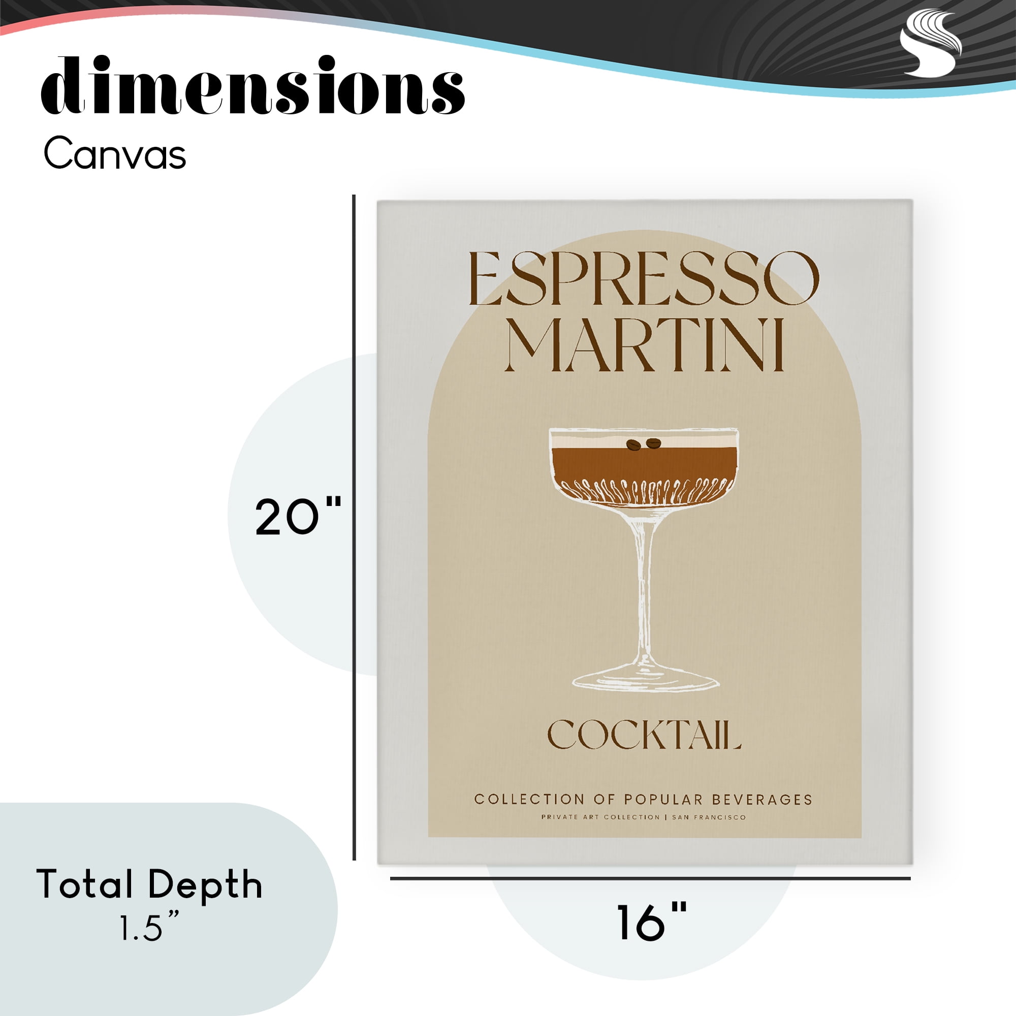 Stylish Retro Espresso Martini Canvas Wall Art, design by Lil' Rue