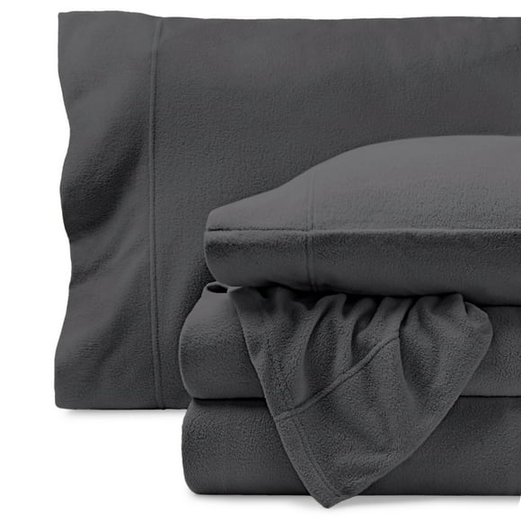 Bare Home Cozy Fleece Sheet Set - Extra Plush Polar Fleece - Deep Pocket - Split King, Gray