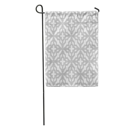 SIDONKU Moroccan Abstract Pattern in Gray and White Black Garden Flag Decorative Flag House Banner 28x40 inch
