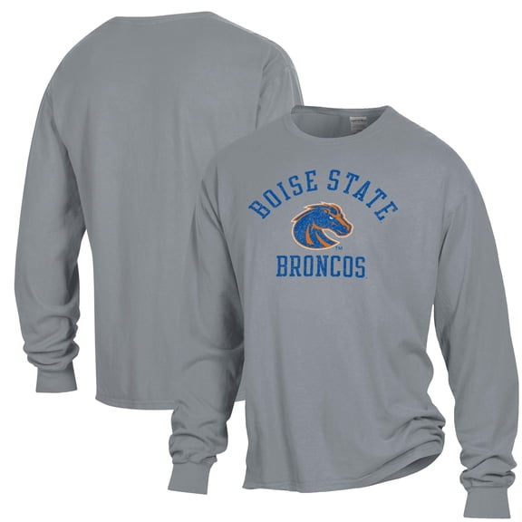 Men's ComfortWash Gray Boise State Broncos Arch Logo Garment Dyed Long Sleeve T-Shirt