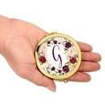 thumbnail image 3 of Koyal Wholesale Gold Compact Mirror Bridesmaid's Wedding Gift, Marsala Burgundy Maroon Flowers , Monogram Letter G, 1-Pk, 3 of 5