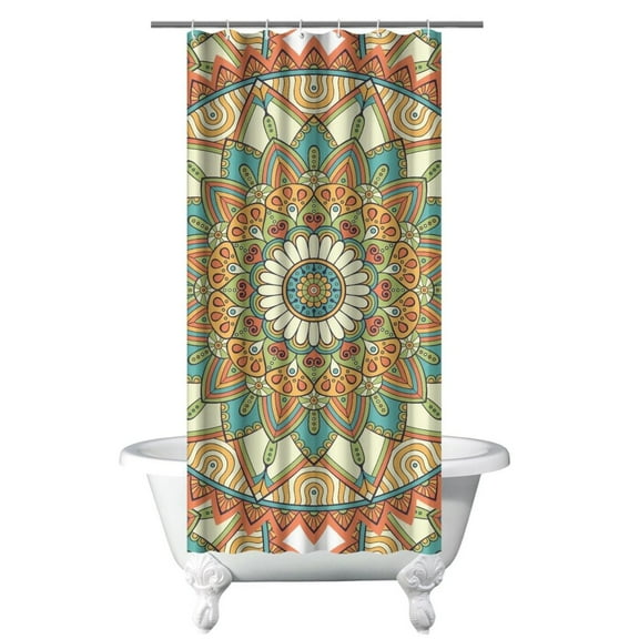 Geometric Symmetry Fusion Mandala Shower Curtain 36" x 72" Waterproof Quick-Dry Bath Drapes