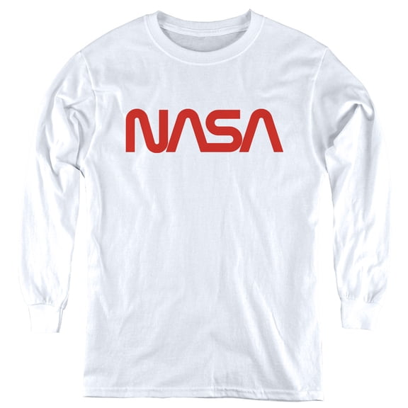 Nasa Worm Logo Youth Long Sleeve T-Shirt White