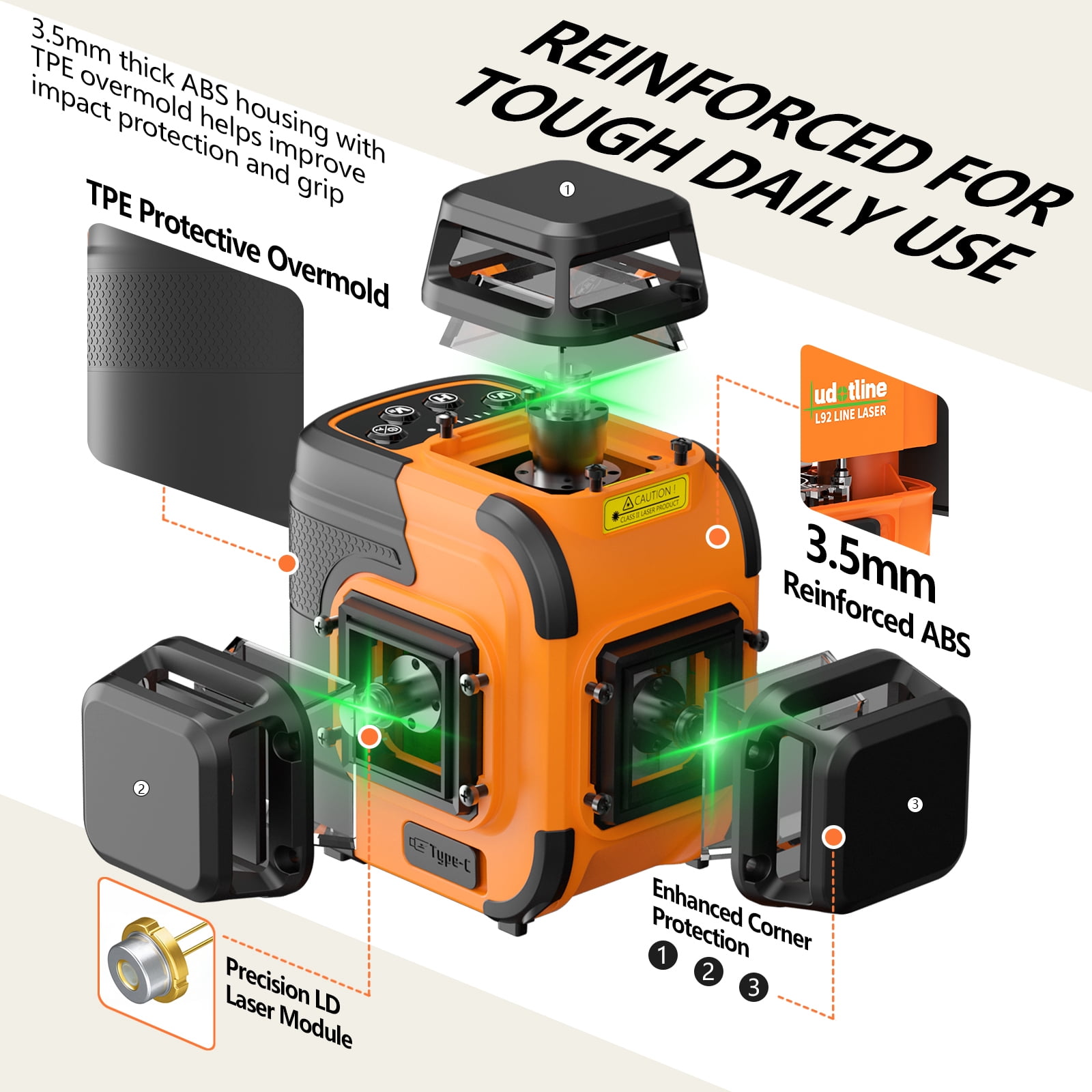 12-Line Laser Level, 3x360 Self Leveling Green Laser Level ,Passed the 4-FT drop durability test, USB-C Rechargeable, Pulse Mode, Magnetic Bracket, IP54 for Tile, Ceiling, Floor & Wall Alignment