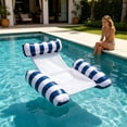thumbnail image 4 of Ohmyroo Inflatable Floating Lounger Thickened Striped Swimming Pool Raft For Summer, 4 of 6