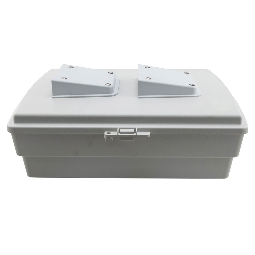 NavePoint 14x10x04 ABS Plastic Weatherproof Indoor/Outdoor IP24 NEMA 3R Enclosure, Hook & Loop Mounting, Fan & PoE outlets, Gray