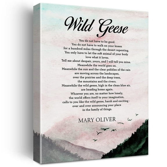 Wild Geese Watercolor Print Canvas Wall Art Home Decor Wild Geese You Do Not Have to Be Good Painting Canvas Poster Framed Ready to Hang