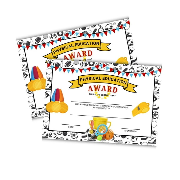 PE Award Physical Education Certificate 30pk 6x9 Sports End of Year Achievement Excellence in Sports School Teacher for Students