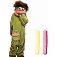 thumbnail image 6 of Guvpev Funny Black Big Mouth Monster Onesie with 2Pcs Comb Prop & Shoes, Silly Puppet Mascot Costume, Plush Halloween Cosplay One Piece Pajamas, Oversized Hooded Loungewear, 6 of 11