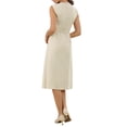 thumbnail image 3 of Linen Dresses for Women 2026 Summer Sleeveless Crew Neck Elegant Office Work Dresses with Belt XS Apricot, 3 of 6
