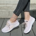 thumbnail image 5 of pwidon Women's Walking Sneakers Lightweight Lace Up Athletic Running Shoes Breathable Fly Knit Casual Sport Trainers Grey Black Pink 5.5, 5 of 6