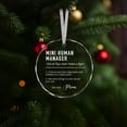 thumbnail image 5 of Personalized Glass Christmas Gift for Moms, Parents & Toddler Wranglers, Funny “Mini Human Manager” Ornament, 5 of 5