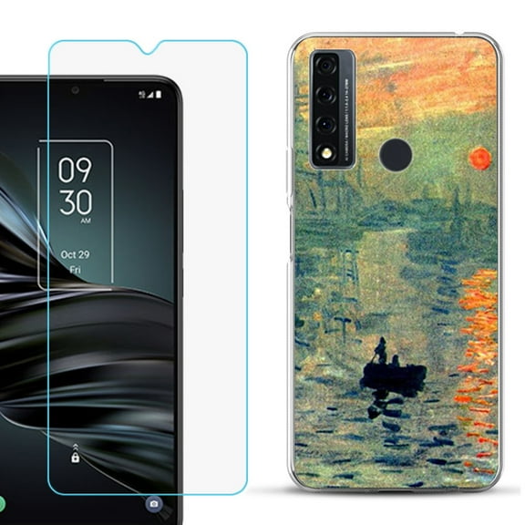 Slim-Fit Fashion Phone Case for TCL 20 XE, with Tempered Glass Screen Protector, by OneToughShield ® - Sunrise Impression