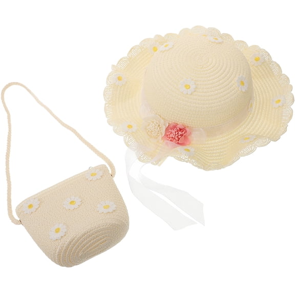 IMIKEYA 2Pcs Sun Protection Hat for Girls Milky White Round Brim for Summer