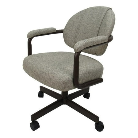 Pemberly Row Swivel Metal Caster Dining Chair - Portwood Ash on Brown