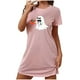 thumbnail image 1 of Camisón corto de talla grande para mujer, camisón de manga corta con estampado de pecho a la moda, camisón para mujer, 1 of 2