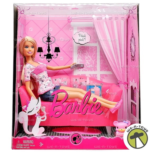 Barbie Think Pink Sofa and Doll Playset 2008 Mattel P3498