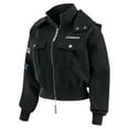 thumbnail image 2 of Women's WEAR by Erin Andrews  Black Dallas Cowboys Patch Pocket Cropped Full-Zip Bomber Jacket, 2 of 5