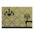 thumbnail image 1 of Damask Cutting Board, English Country House Damask Motif on Wall and Chandelier Silhouettes Renaissance, Decorative Tempered Glass Cutting and Serving Board, Small Size, Yellow Black, by Ambesonne, 1 of 1