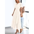thumbnail image 3 of Vestido largo PRETTYGARDEN 2025 para verano, cuello en V, ojales, blanco, XXL, 3 of 8