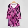 thumbnail image 4 of Pink Purple Animal Print Long Sleeve Dresses For Women Vintage Elegant Party Dress Oversized V-neck Dress S-8XL, 4 of 7