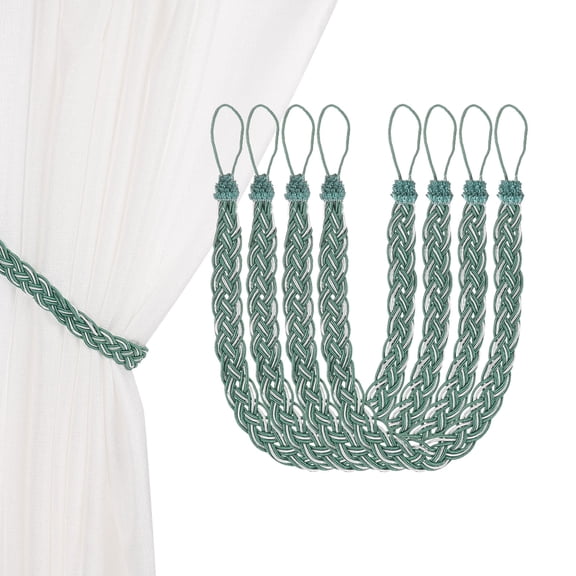 Uxcell 4-Set Curtain Tiebacks with Curtain Holdbacks, Braided Tie Backs W Black Metal Hooks for Home Window Drapery/Wall Decorative/Bedroom/Office/Nursery/Room/Hotel [Dark green]