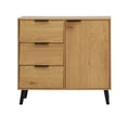 thumbnail image 7 of Mid-Century Modern Storage Cabinet with Door and 3 Drawers, Adjustable Shelf, Multifunctional Accent Cabinet for Living Room, Bedroom, Office, Entryway, Natural, 31.5" Wide, 7 of 7