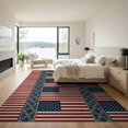 thumbnail image 3 of ODIKA 9'x12' Washable Area Rug Patriotic Farmhouse Motif Lattice Halloween Plaid Independence for Great Room, Indoor Concept, Large Living Low Pile, Flatwoven, 3 of 7