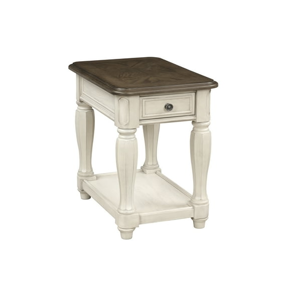 Chairside Table In Antique White Brown - Construction, Storage Shelf, Classic Design And , Efficient Storage,