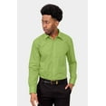 thumbnail image 2 of G-Style USA Men's Regular Fit Long Sleeve Solid Color Dress Shirts - Apple Green - 2X - 18-18.5 - 34-35, 2 of 7