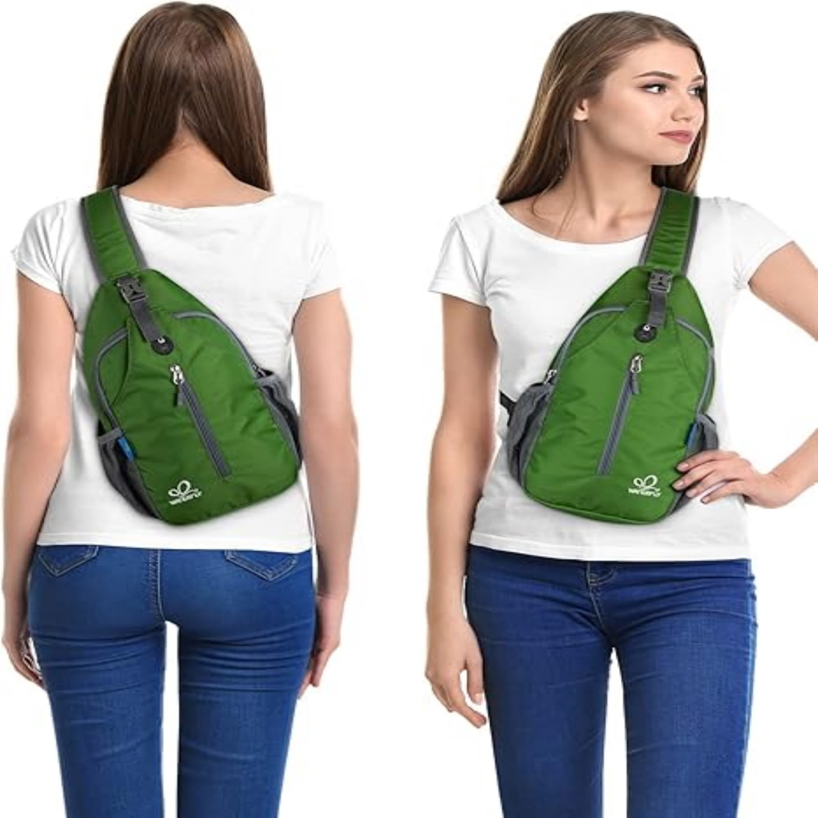 WATERFLY Unisex Hiking Travel Nylon Sling Bag Cross-Body Shoulder Chest Bag,Army Green