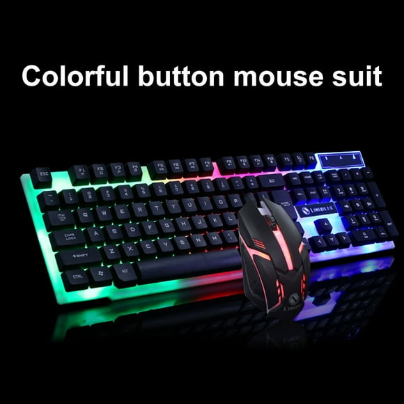 Opolski Colorful Light Wired Keyboard + 1200dpi Gaming Mouse Set Computer Accessories