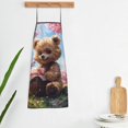 thumbnail image 5 of Fuzoiu Romantic Floral Bear Print Waterproof Apron, Kitchen Apron for Women Men Chef, Apron for Christmas Dinner Party Cooking Baking Crafting House Cleaning Kitchen, 5 of 7