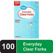 Great Value Premium Clear Disposable Plastic Forks, 100 Count - Perfect for Dining, Parties, and Everyday Use