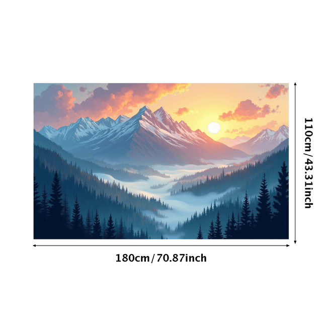 Nature Landscape Sunset Mountains Forest Backdrop Banner for Photography Scenic Background Decoration Display Wedding Event Party Office Home Decor