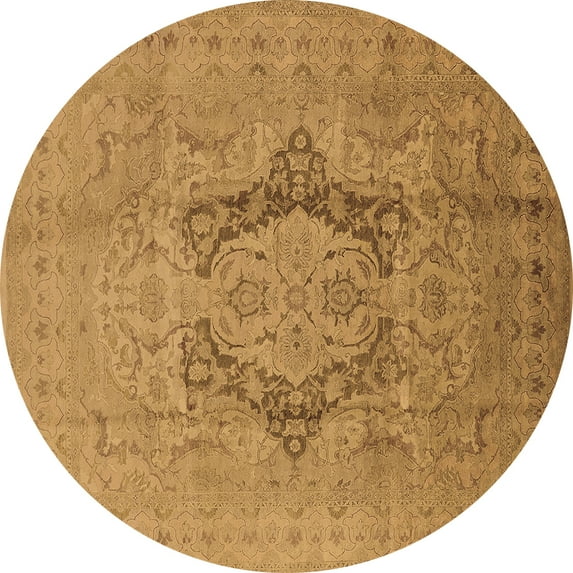 Ahgly Company Indoor Round Oriental Brown Industrial Area Rugs, 5' Round