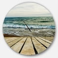 thumbnail image 1 of Designart 'Wooden Pier in Waving Sea ' Modern wall clock, 1 of 6