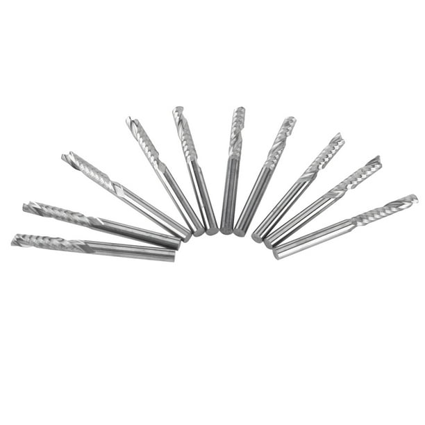 10 piezas de fresas de extremo espiral de carburo de tungsteno, fresas de una sola flauta, brocas para enrutador CNC, vástago de 4 mm