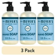 (3 pack) Mrs. Meyer's Clean Day Liquid Hand Soap, Rain Water Scent, 12.5 Ounce Bottle