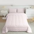 thumbnail image 2 of Manfei Abstract Wave Stripe Bedding Comforter Set, Pink White Aesthetic Twin Comforter Sets, Contemporary Minimalist Bedding Set, Super Cozy Room Decor Reversible 2pcs, 2 of 8
