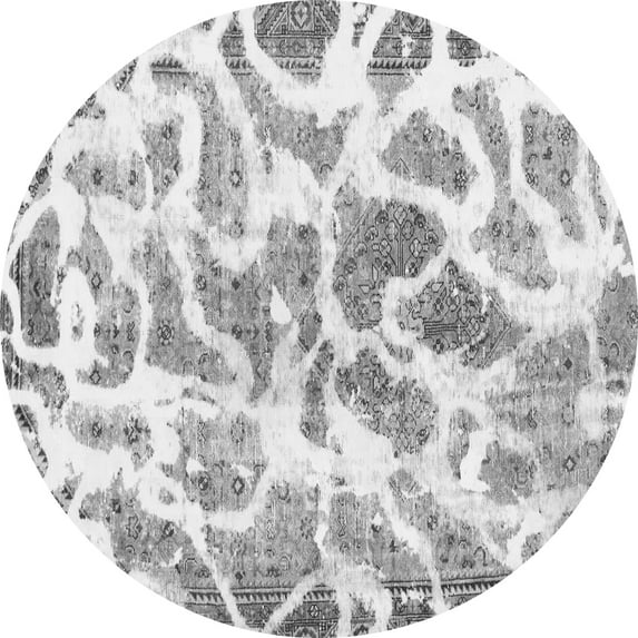 Ahgly Company Indoor Round Abstract Gray Modern Area Rugs, 5' Round