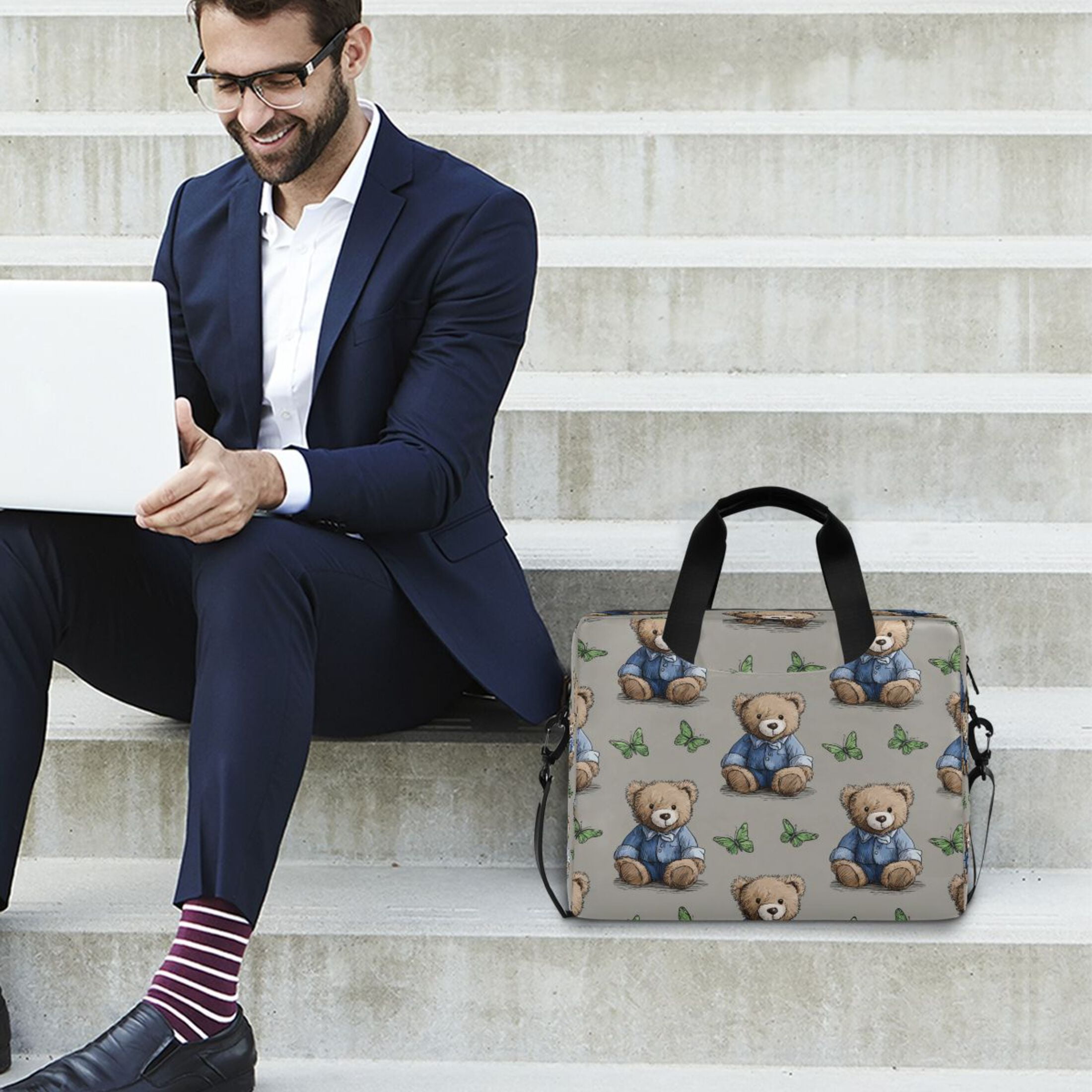 Laptop Bag Laptop Briefcase 15.7 x 3 x 11.8 Inches Laptop Bag Briefcases Laptop Storage Travel Laptop Bag Work Laptop Bag Cute Bear Seamless