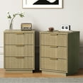 thumbnail image 2 of Heynemo Low 3-Drawer Dresser, Modern Storage Cabinet with Wavy Drawers for Bedroom, Hallway, or Living Room, Natural, 2 of 10