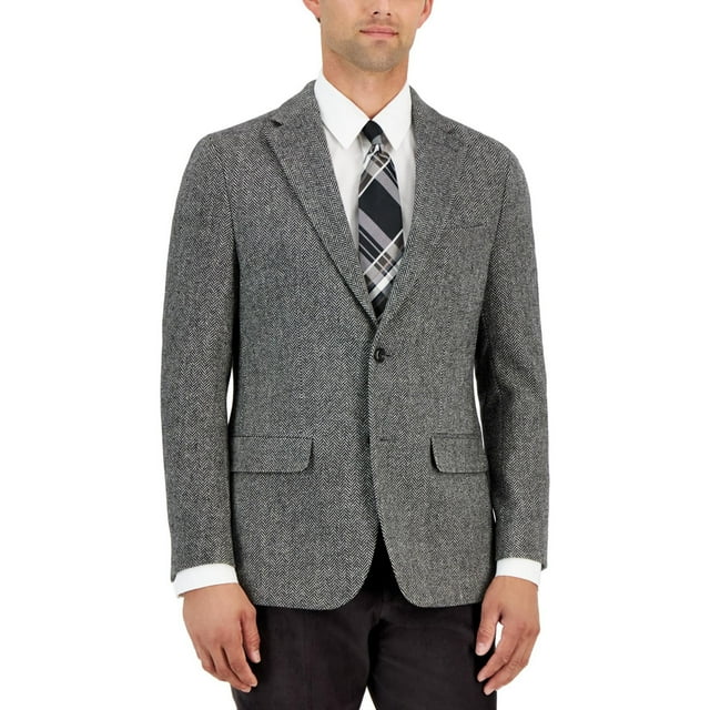 Tommy Hilfiger Mens Modern Fit All Wool Sport Two Button Blazer Jacket, Grey, 40 Regular