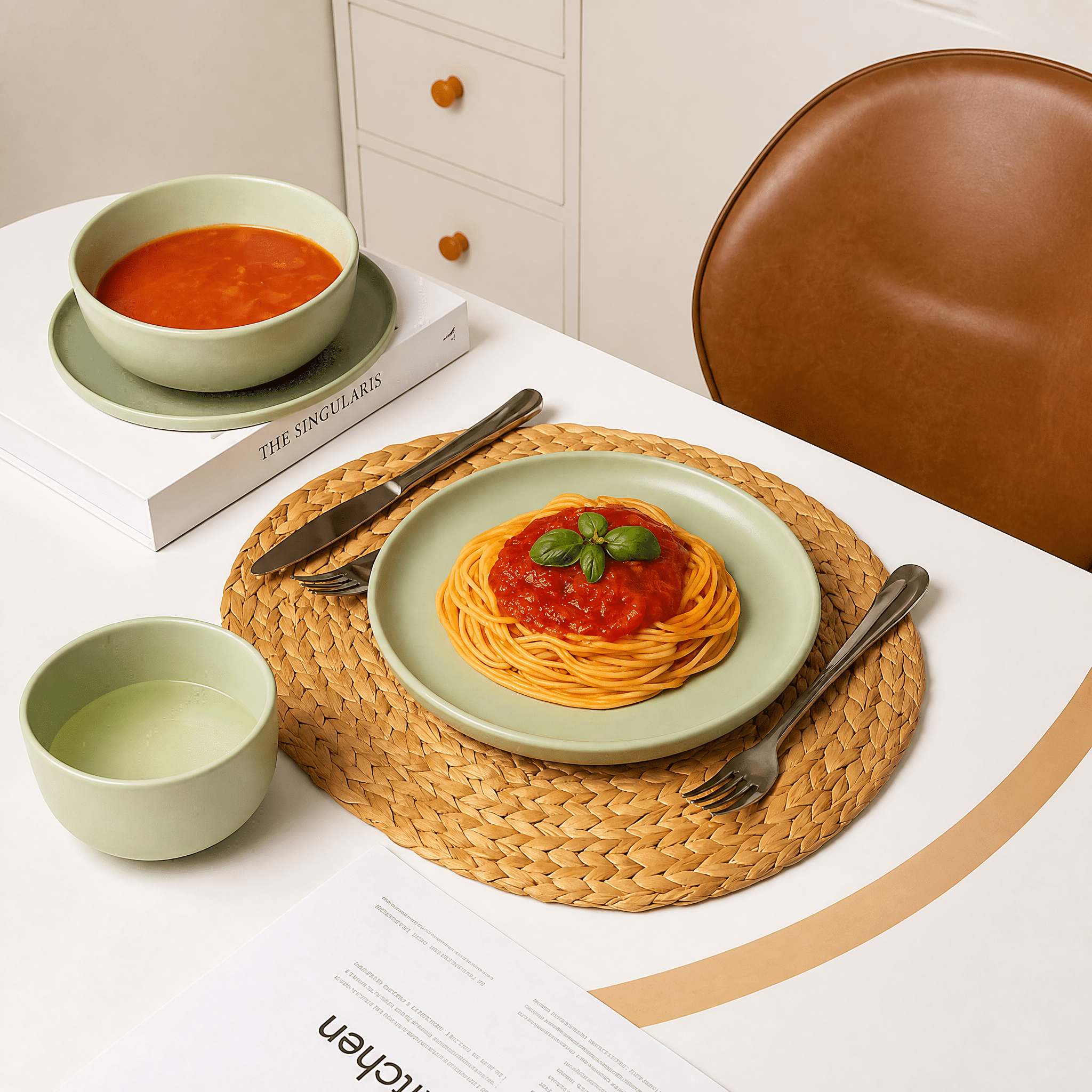 12-Piece Stoneware Dinnerware Sets with Mugs, Microwave & Dishwasher Safe, Non-Toxic Dinner Plates Bowls Set, Stackable Matte Glaze Kitchenware for 3